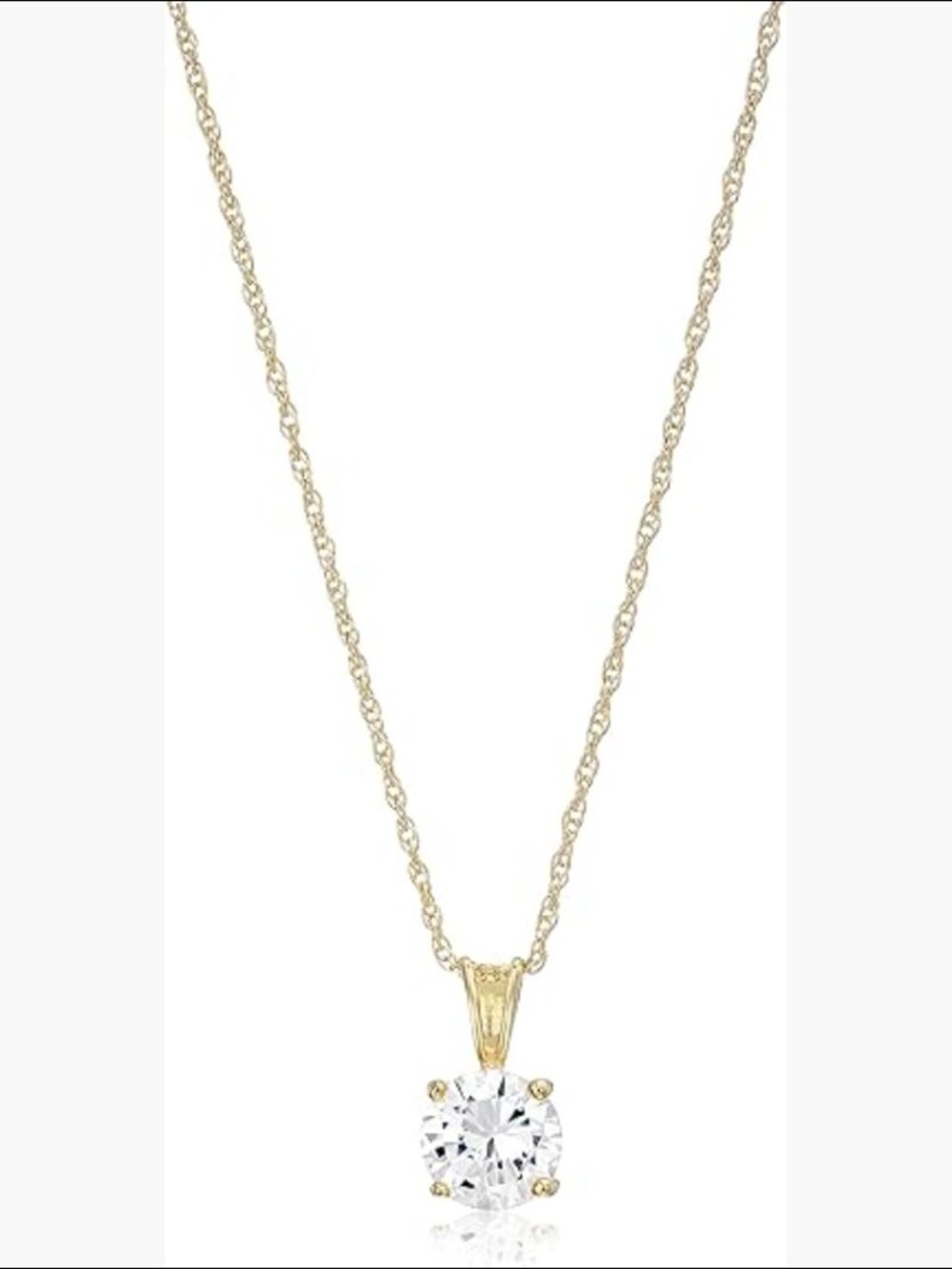 18K Gold Plated 2.97 Carats Cubic Zirconia Solitaire Pendant Necklace 925